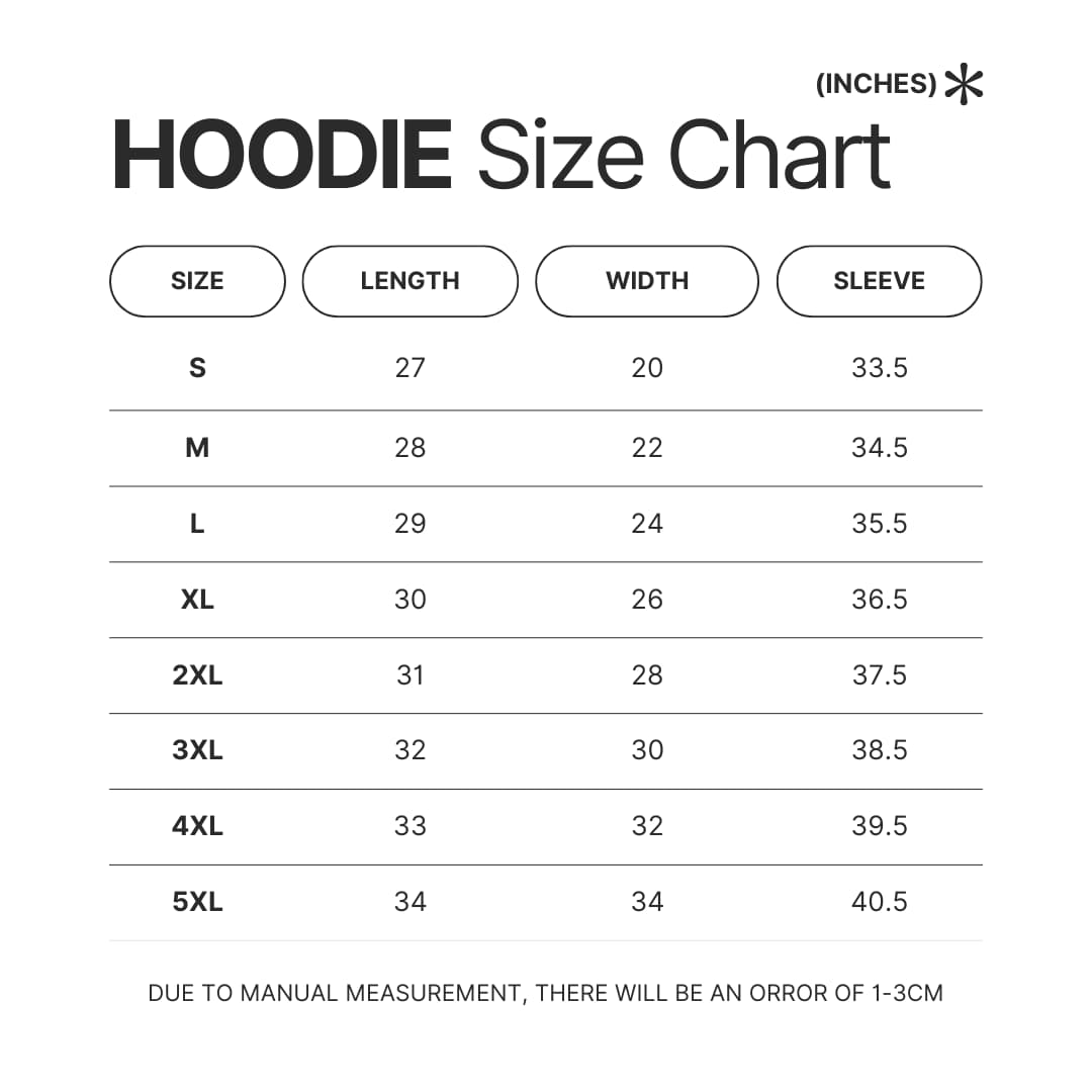 Hoodie Size Chart - Metallica Uk Store