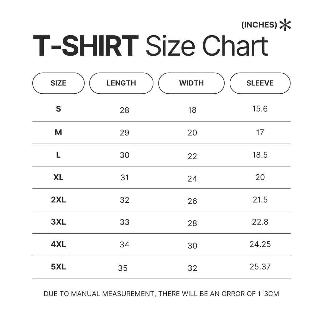 T shirt Size Chart - Metallica Uk Store