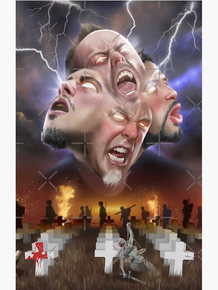 Metallica Fan Art Print Illustrated Tribute To The Legendary Metal Band Shower Curtain - Image 2