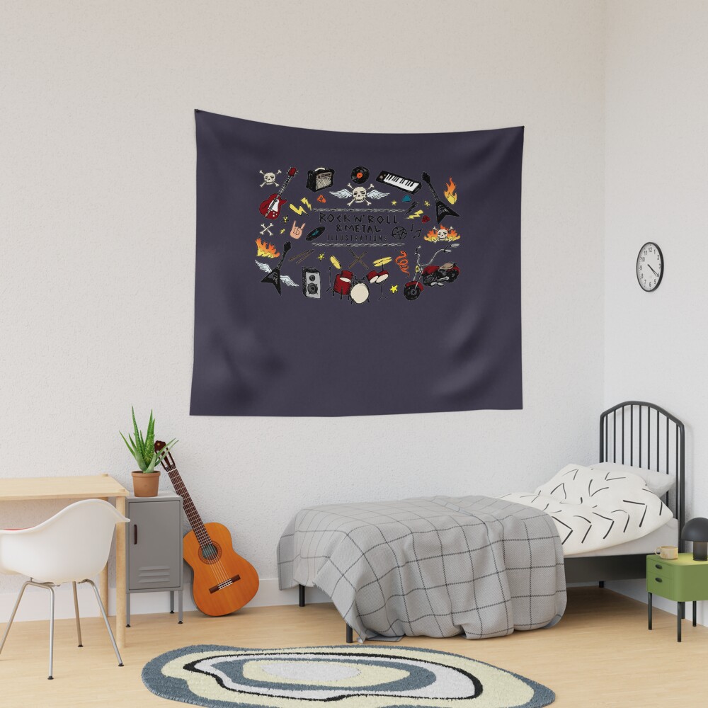 Rock Heavy Metal Best Rock N Roll Metal 80s Metallica Apparel And Wall Ar Tapestry