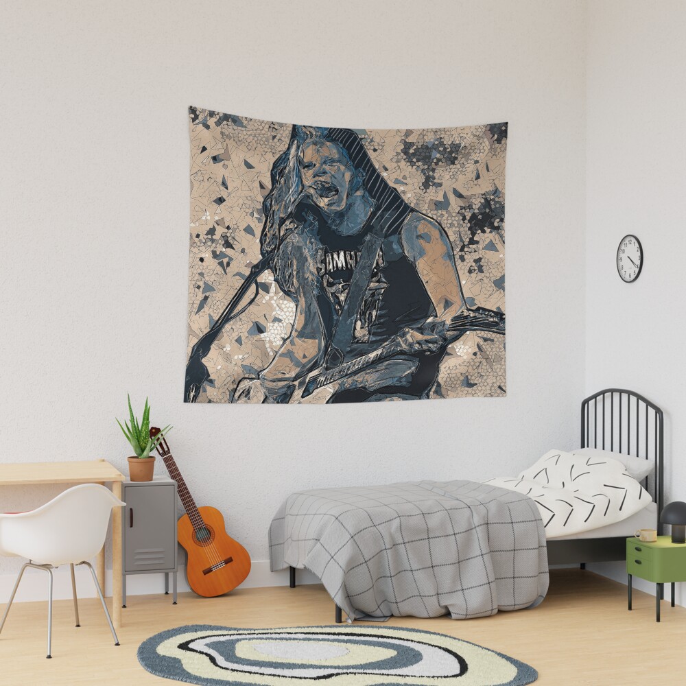 James Hetfield Metallica Fanart Illustration Golpevisual Metal Collection Tapestry
