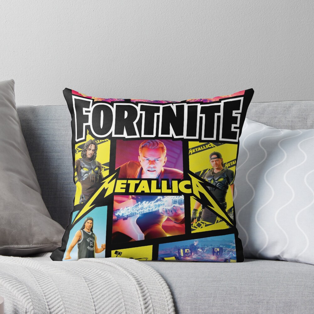 Fortnite Metallica Throw Pillow